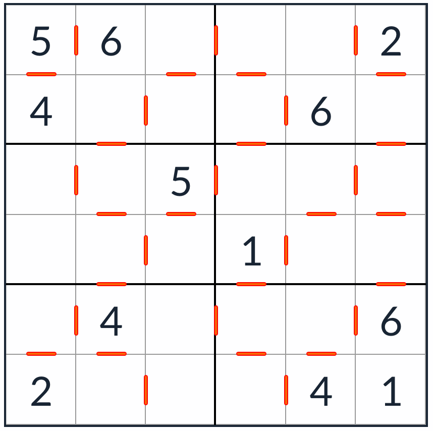 Anti-Knighte-aneinander-Sudoku 6x6