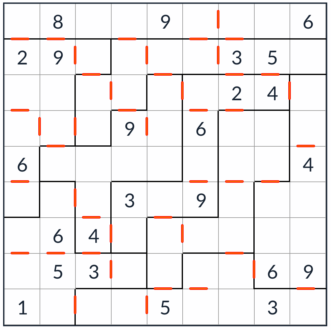 Unregelmäßiger aufeinanderfolgender Sudoku