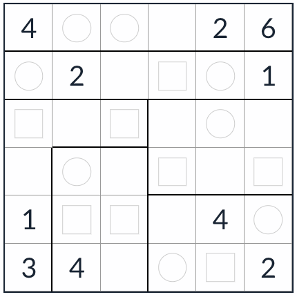 Anti-Knights-unregelmäßige gleichmäßige Sudoku 6x6