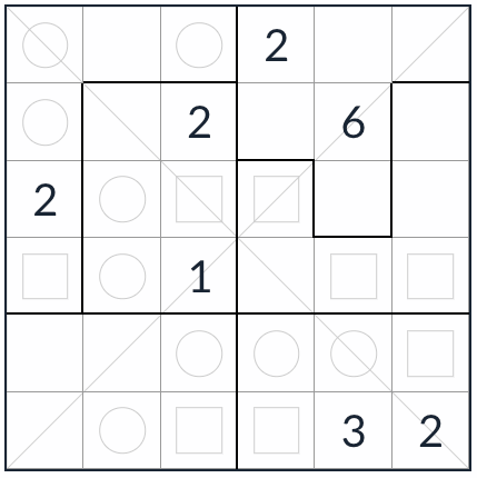 Unregelmäßige diagonale, gleichmäßige Sudoku 6x6