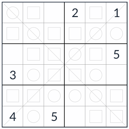 Diagonales gleichmäßiger Sudoku 6x6