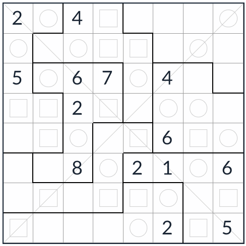 Unregelmäßiger diagonaler gleichmäßiger Sudoku 8x8