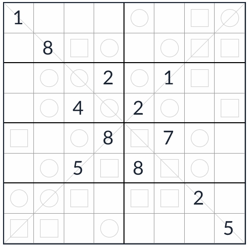 Anti-Knight-Diagonal Even-ODD Sudoku 8x8