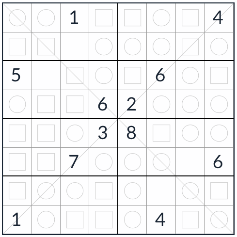 Diagonales gleichmäßiger Sudoku 8x8