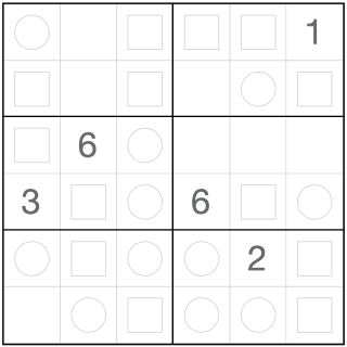 Gerade-ungerade Sudoku 6x6