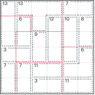 Anti-Ritter-Puzzle-Killer-Sudoku 6x6