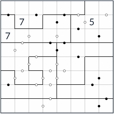 Anti-Knights-unregelmäßige Kropki Sudoku 8x8