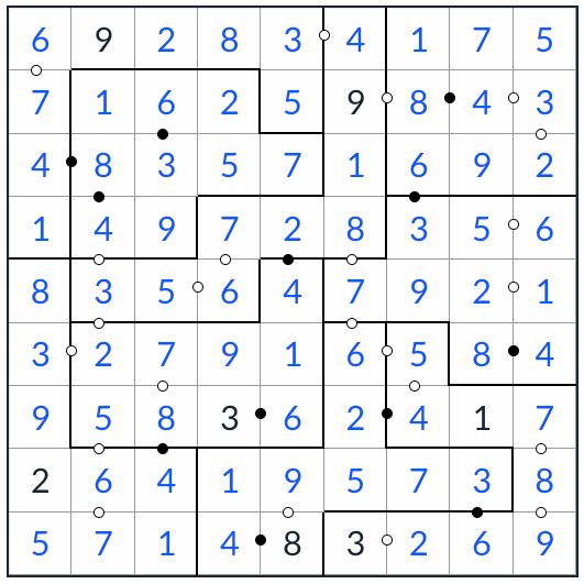 unregelmäßige kropki sudoku lösung