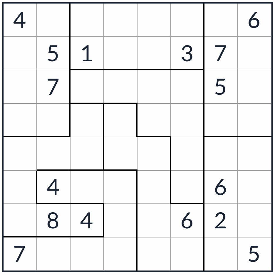 Unregelmäßige nicht aufeinanderfolgende Sudoku 8x8