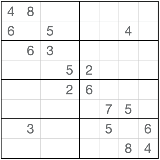 Nicht aufeinanderfolgendes Sudoku 8x8