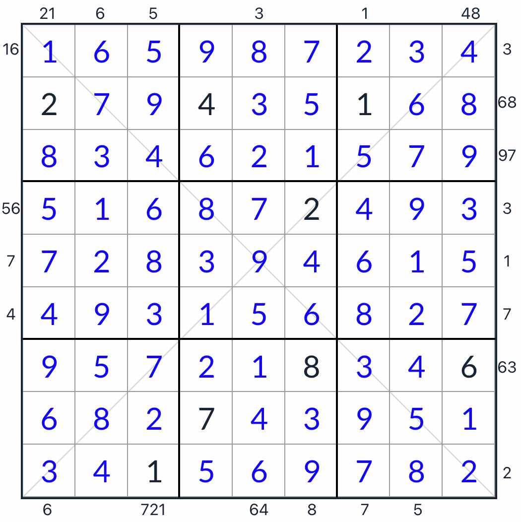 Anti-Knight-Diagonal Outside Sudoku Lösung