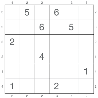 Wolkenkratzer-Sudoku 6x6