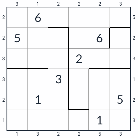 Anti-King-unregelmäßiger Wolkenkratzer Sudoku 6x6