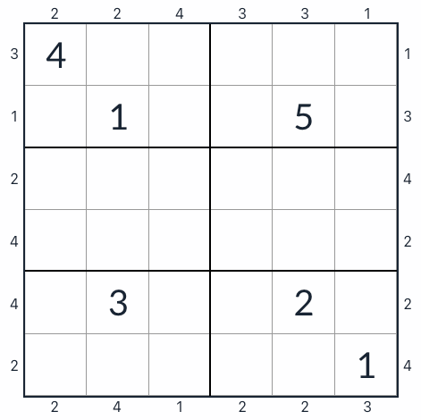Anti-Knight-Wolkenkratzer Sudoku 6x6