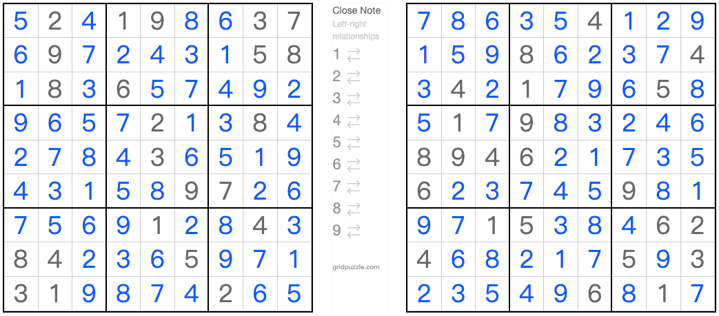 Twin entsprechende Anti-King-Sudoku-Lösung
