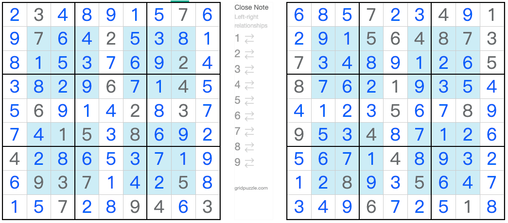Twin entsprechende Anti-Knight-Hyper-Sudoku-Lösung