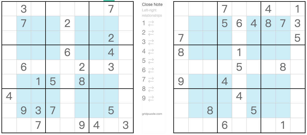Zwillingskorrespondierender Anti-Ritter-Hyper-Sudoku